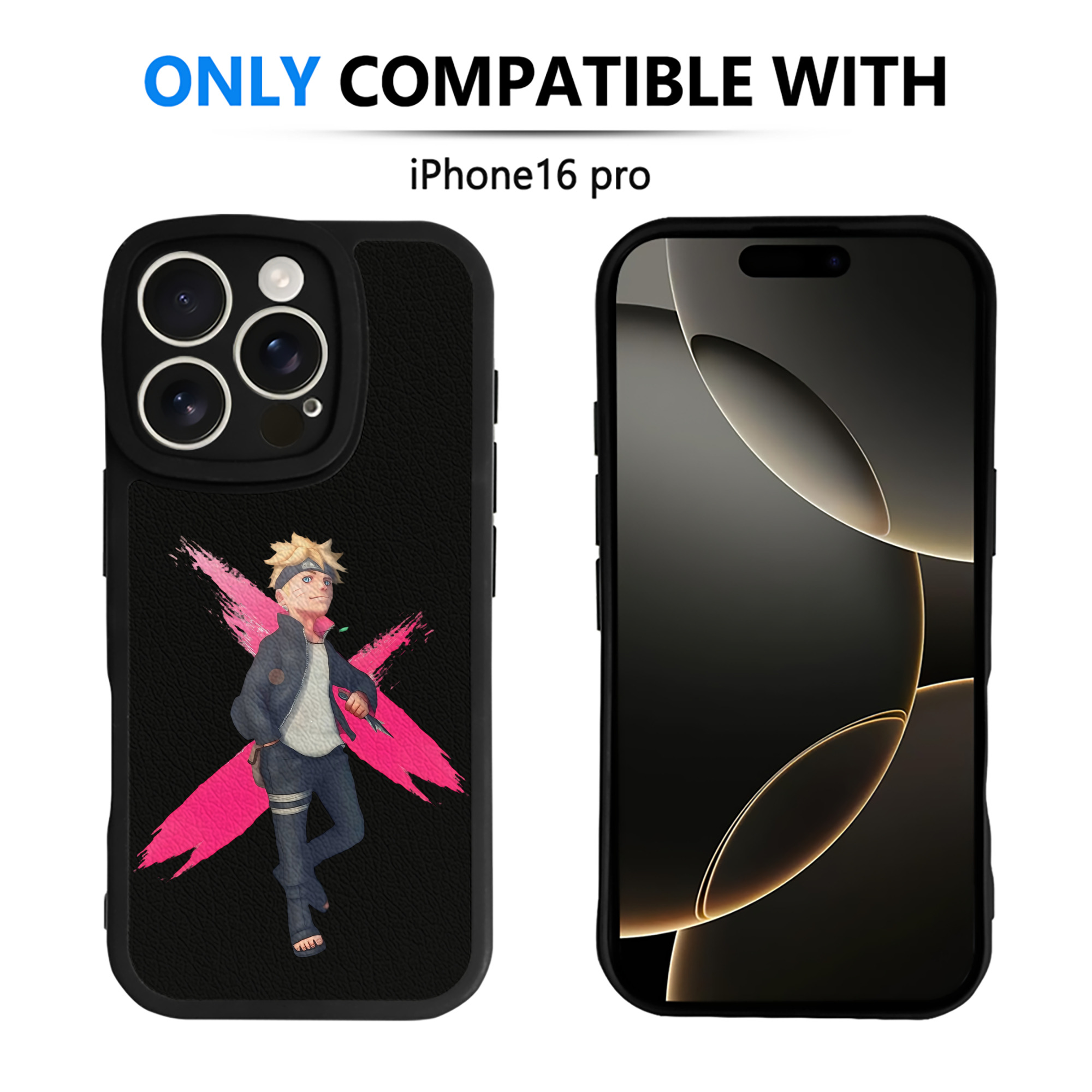 （画像用） NARUTO -ナルト- うずまき ボルト Uzumaki Boruto 【iPhone 16シリーズ対応】シリコンスマホケース（レザー調） 材質：シリコン